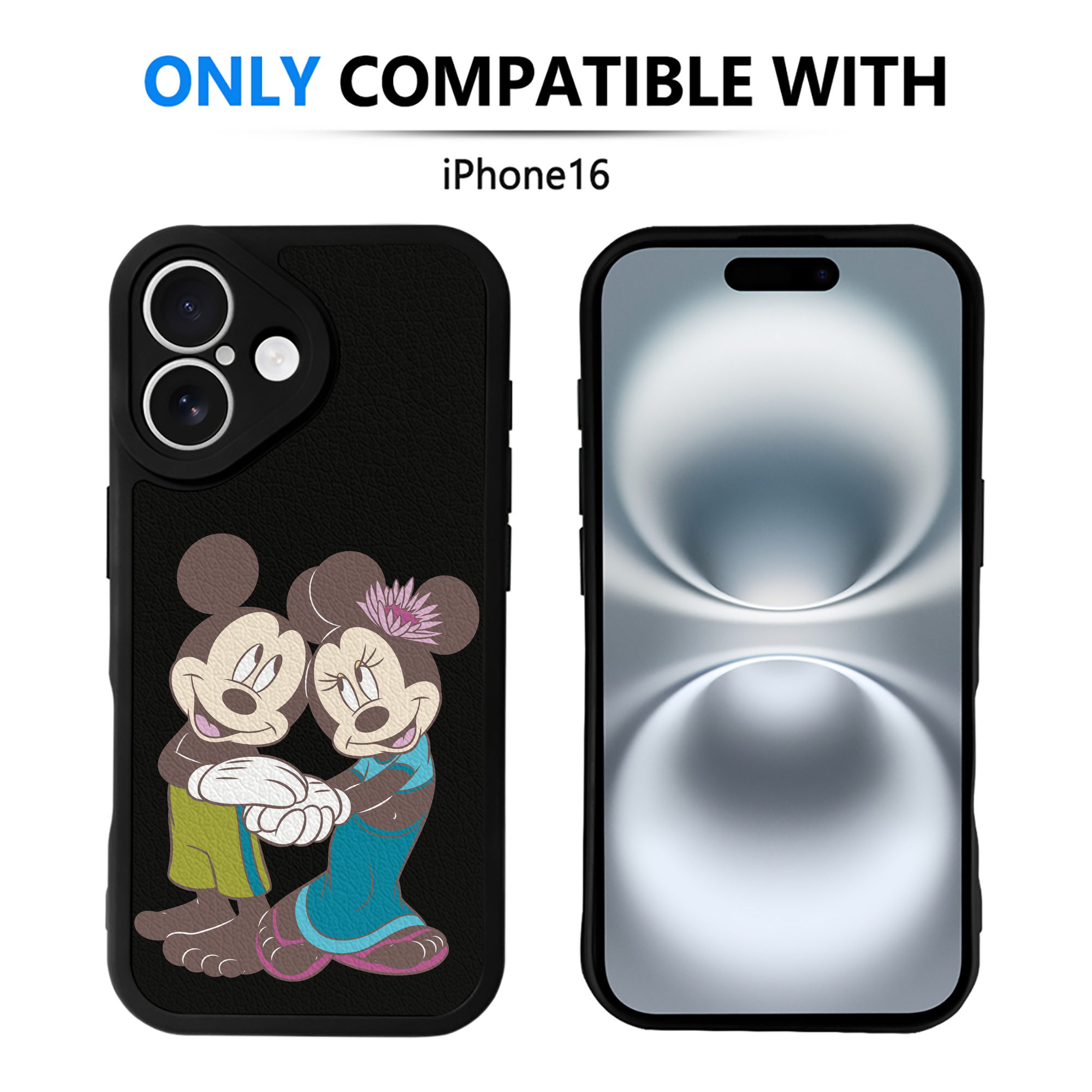 （画像用） ミッキーマウス Mickey Mouse 【iPhone 16シリーズ対応】シリコンスマホケース（レザー調） 材質：シリコン